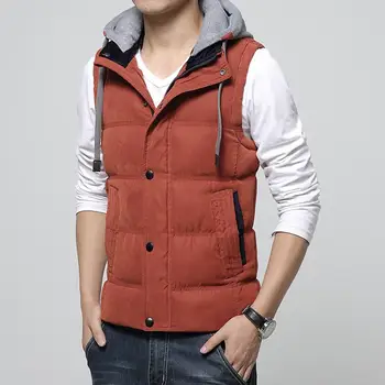 

Vest Men Parka Hooded Vest Autumn Winter New Thick Warm Casual Windbreaker Sleeveless Vest Coat