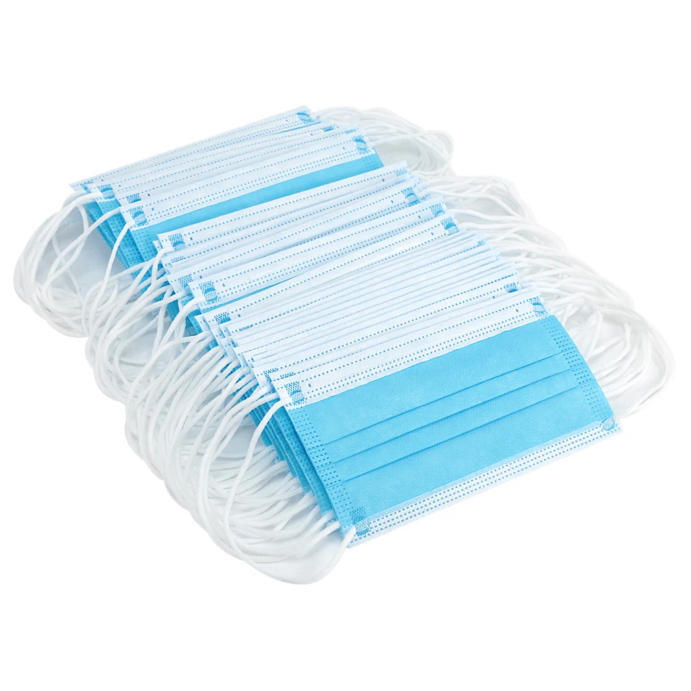 

50PC Disposable 3-layer non-woven Face Masks with Elastic Ear Loop Dustproof Anti-bacteria Protection Breathing Safety Masks