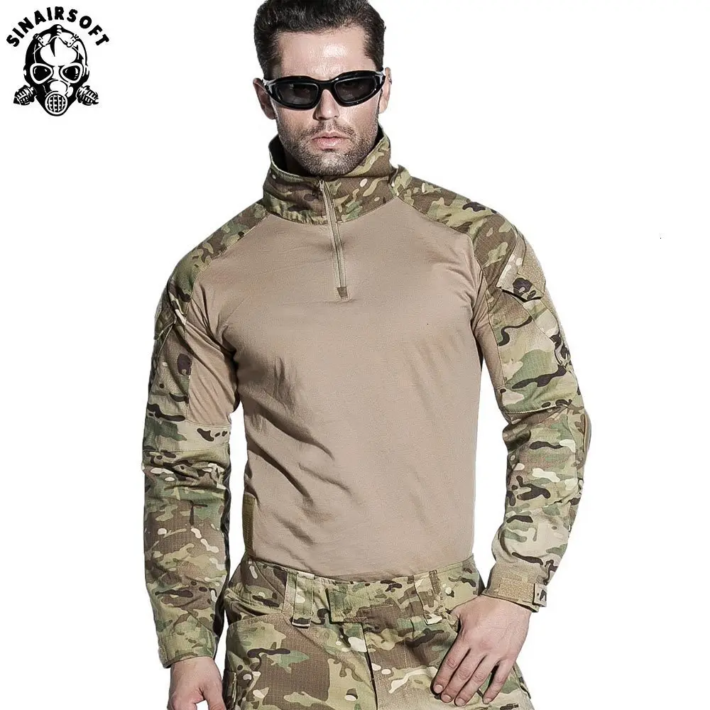 Günstig SINAIRSOFT Militär Uniform Multicam Armee Combat Shirt Einheitliche Taktische Hosen Mit Knie Pads Camouflage Anzug Uniforme Militar