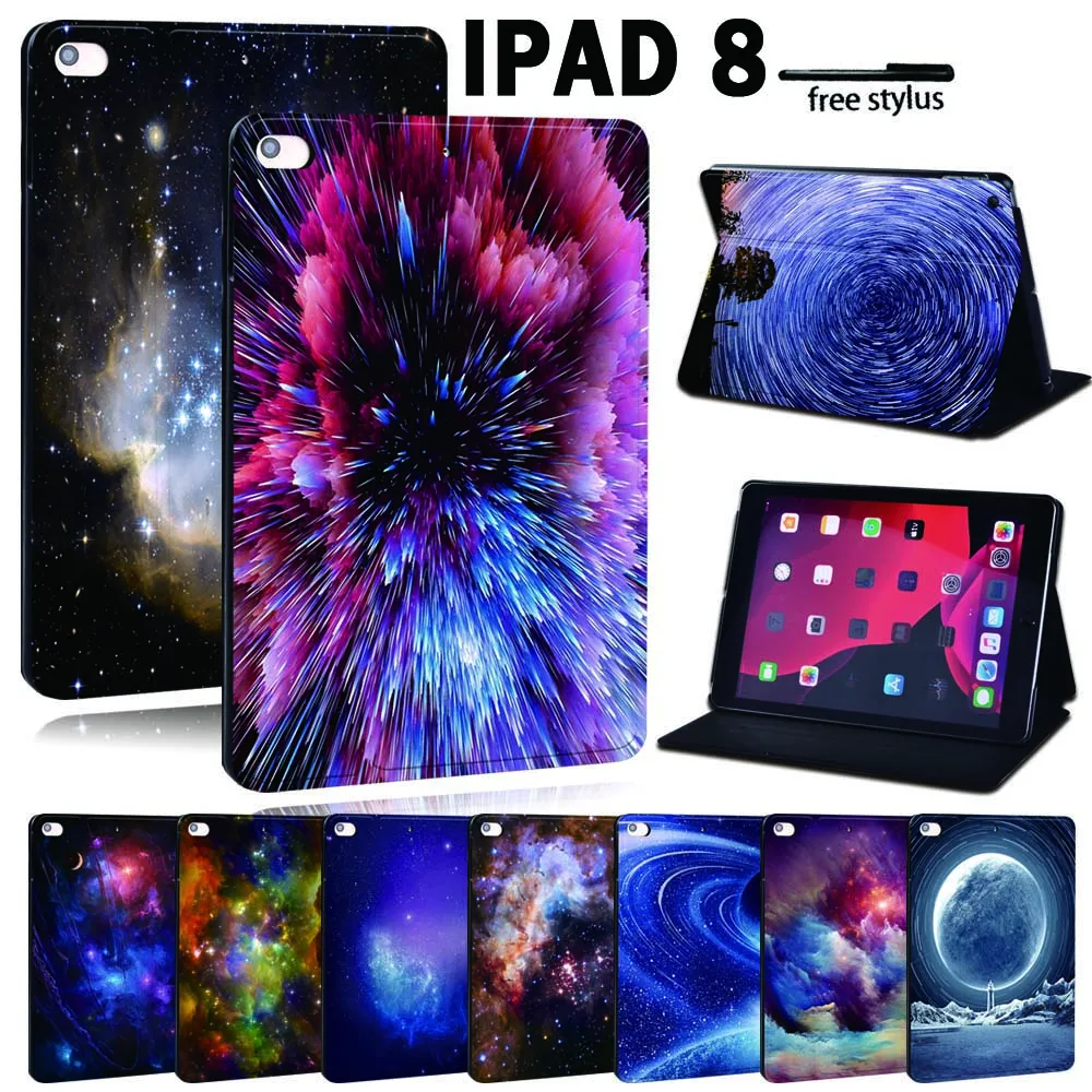 

For Apple iPad 8 10.2" 2020 (8th 8 Generation) A2428 A2429 PU Leather Tablet Stand Folio Cover -Ultra-thin Star space Slim Case