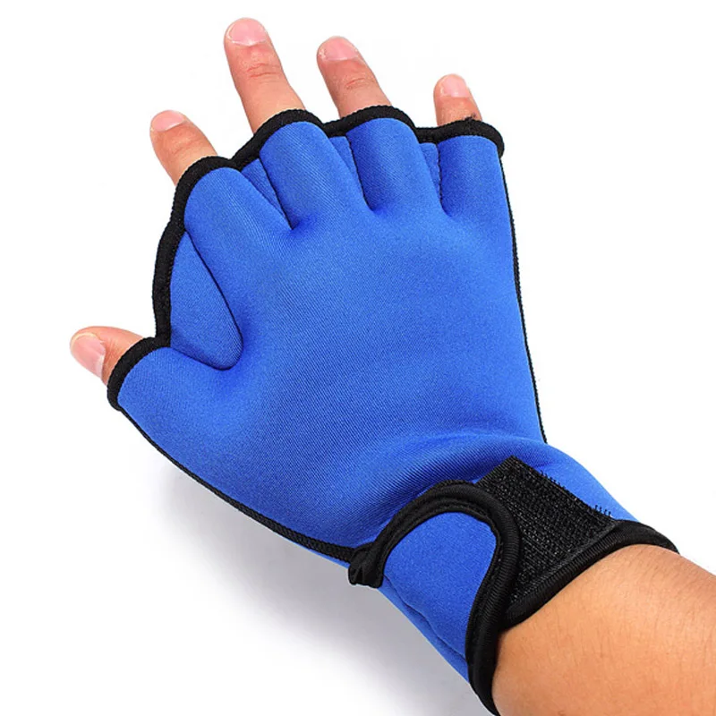 Newly 1 Pair Swimming Gloves Aquatic Fitness Water Resistance Aqua Fit Paddle Training Fingerless Gloves 5
