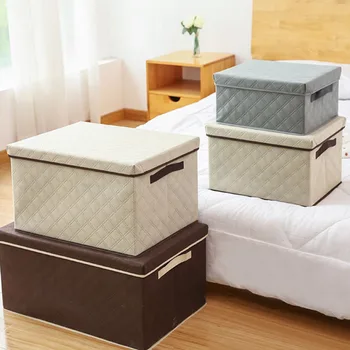 

European Washable Large Capacity Storage Box Portable Non-Woven Foldable Clothes Organizer Bin with Cover Home Storage Container