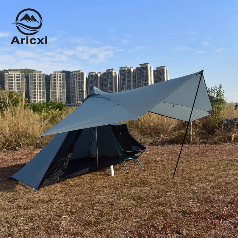 Aricxi 3-4 Person Ultralight Outdoor Camping Teepee 20D Silnylon Pyramid Tent Large Rodless Tent Backpacking Hiking Tents camping tent portable tent