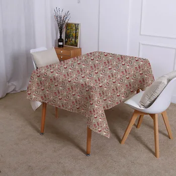 

Vintage christmas cartoon snowman Waterproof linen table cloth Retro Decoration for table cover Home Kitchen tablecloth