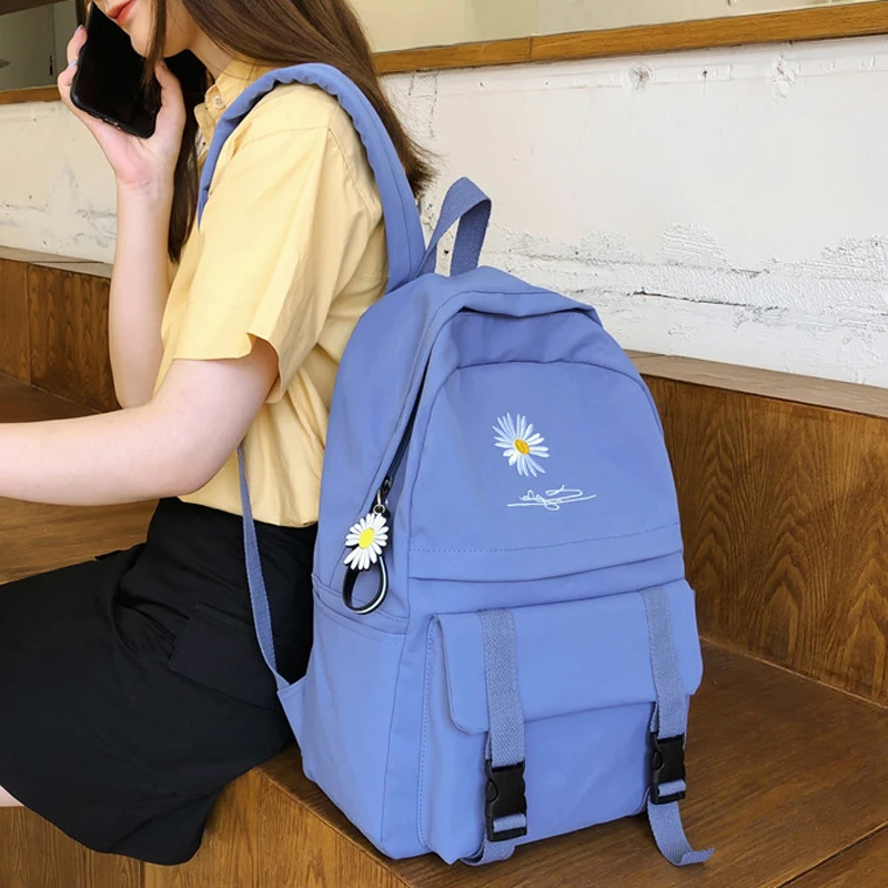 

2020 Embroidery Women Backpack Fashion Female Nylon Schoolbag Bag for Teenager Girl Travel Backpack Book Bag For Student Mochila