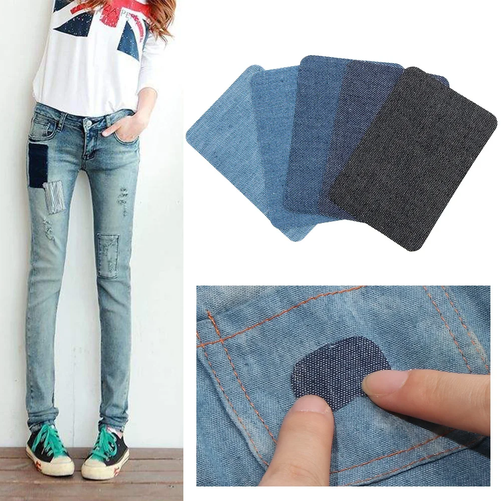 New 4Pcs Elbow Fabric Jeans Iron-on Patches Clothes DIY Denim Repair Pants Knee Applique Apparel Home Craft Sewing Accessory | Дом и сад