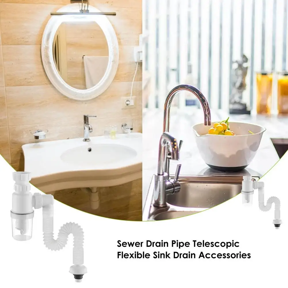 Ensemble de tuyaux de vidange universels pour évier, déodorant rétractable, tuyau  d'évacuation de l'eau, pour lavabo, salle de bain, accessoires de cuisine -  AliExpress