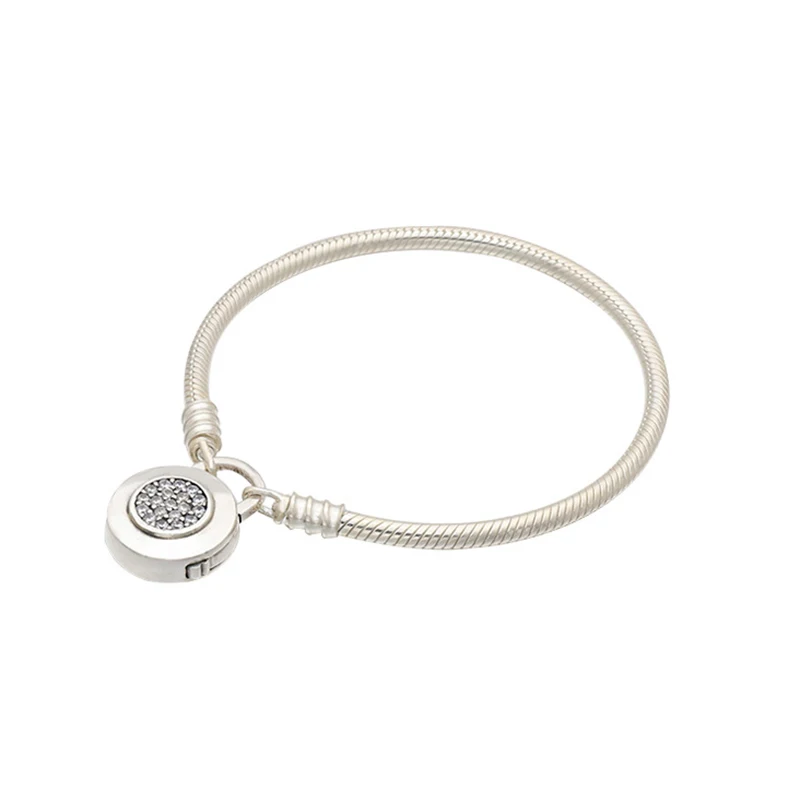Silver 925 пробы Серебряный браслет-цепочка змейка подходит для шармов и Бусин Diy браслет чистый серебряный браслет-цепочка модное ювелирное изделие - Окраска металла: Silver