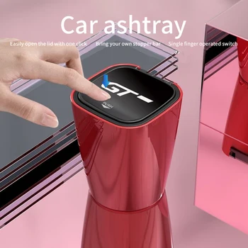 

Car ashtray with LED blue light cigarette ash garbage storage cup for peugeot 3008 gt portable opening cup holder accessories