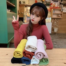 Весенняя водолазка, Женские однотонные свитера с длинным рукавом, приталенный женский свитер, новинка, женские облегающие свитера с высоким воротом