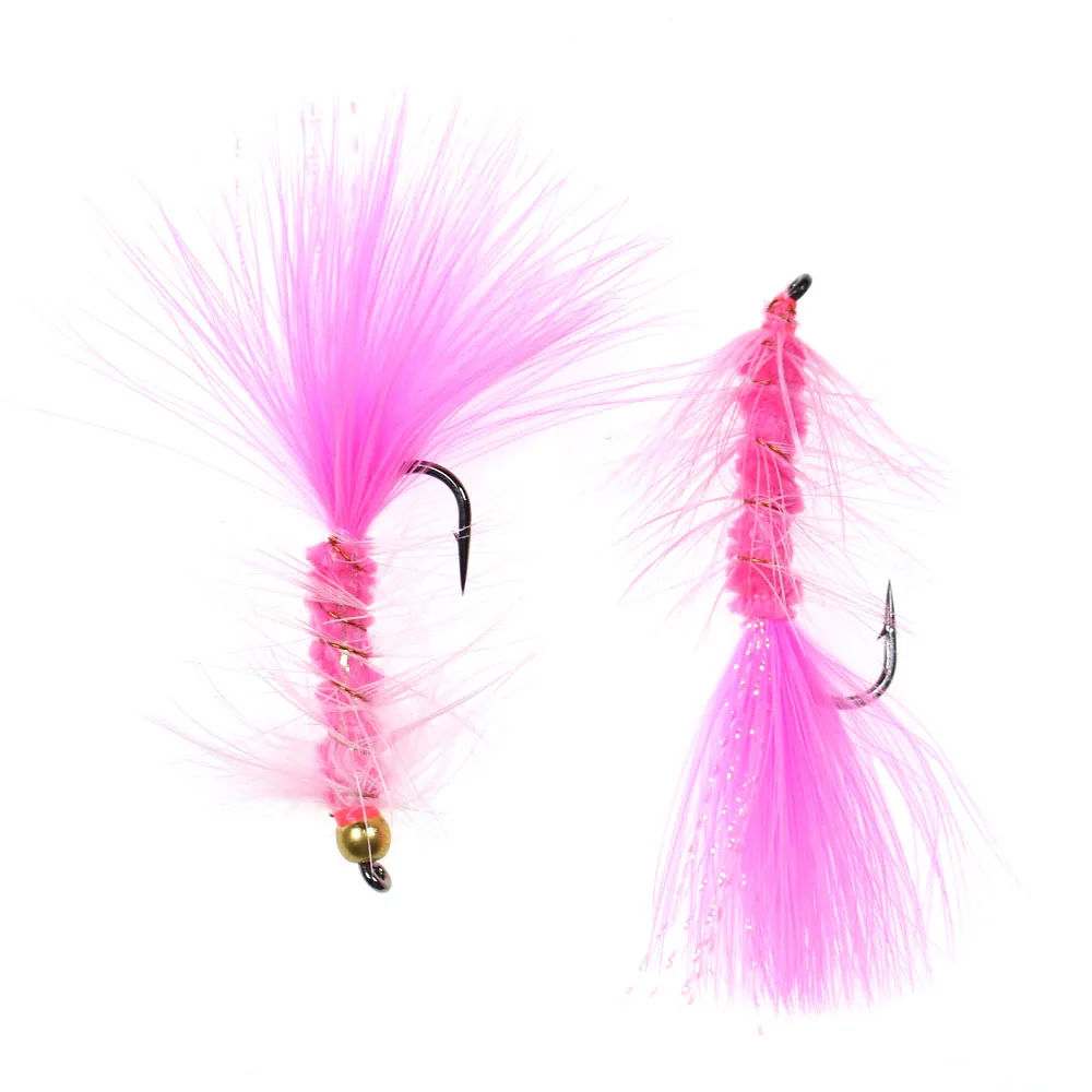 Vampfly 6pcs Beadhead & Without Beadhead Crystal Flash Woolly Bugger Streamer Fly Baits Pike Bass Trout  Fly Fishing Lure