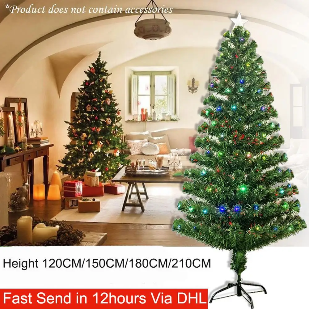 

Christmas Tree Colorful Optic Fiber Lamp Green 120/150/180/210CM Christmas Tree Iron Stand Christmas Decoration For Home choinka