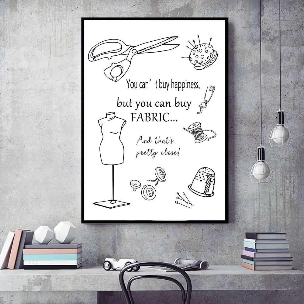 

Making Clothes Print Painting Black And White Canvas Posters Nordico Posters And Prints Wall Picture For Clothing Store Decor