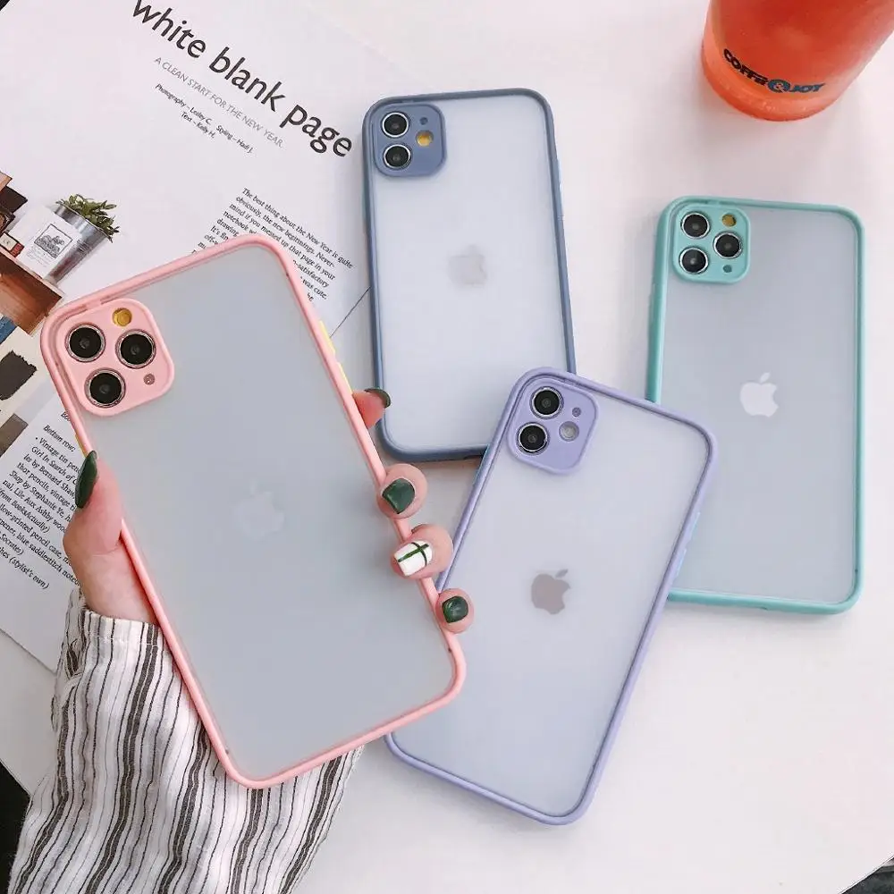 Противоударный чехол для iPhone 11 Pro X XS Max XR 8 7 SE 2020 6 S Plus с защитой камеры Матовый
