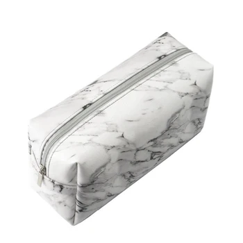 

Travel Portable Protective Marble Grain PU Leather Makeup Bag Wear Resistant Women Pencil Case Easy Clean Large Capacity Zipper