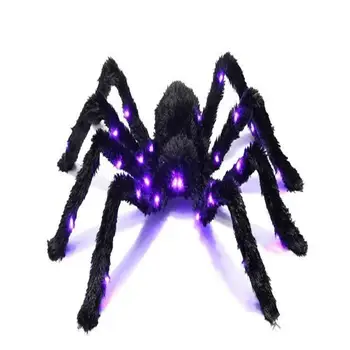 

Halloween Plush Spider Voice Control Vibration Light Red Eye Big Spider Halloween Haunted House Bar Decoration