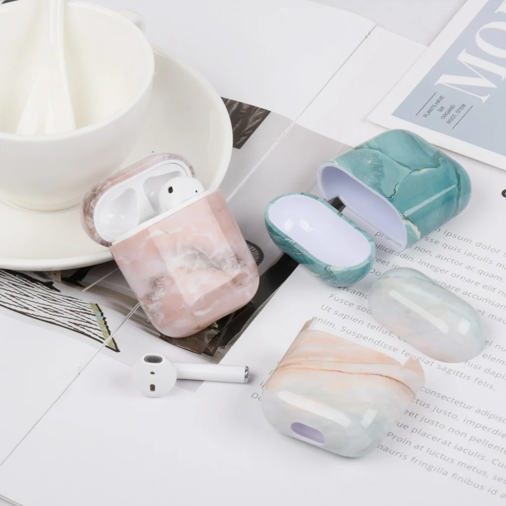 Для AirPods чехол роскошный цветной мраморный защитный жесткий чехол для apple Air pods 2 чехол Bluetooth беспроводной чехол для наушников fundas