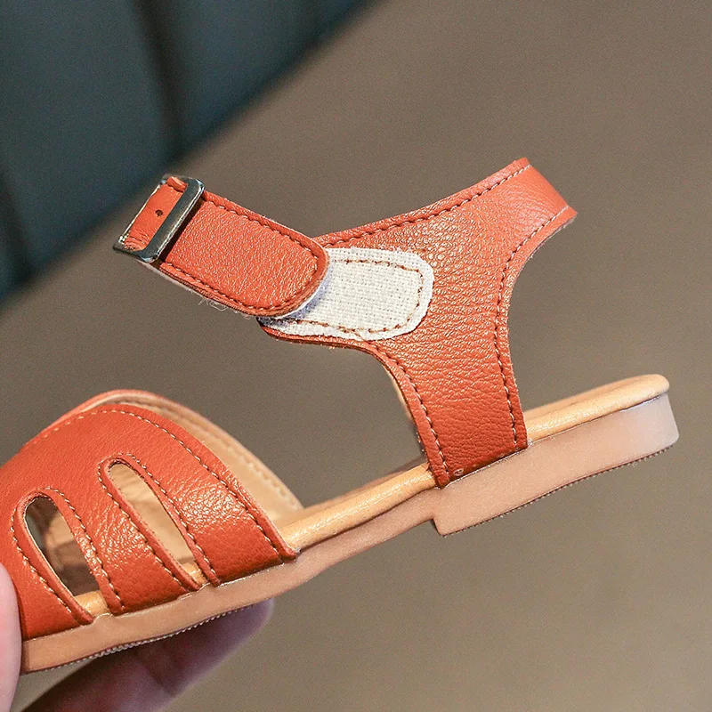 ULKNN New Toddlers Baby Girl Sandals Kids Summer Shoes Cut-outs Breathable Soft Leather Princess Children Sandals Girls 21-30