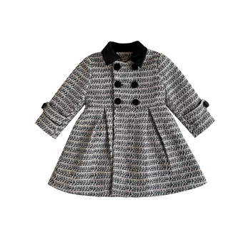 

DFXD High Quality Toddler Girls Wool Coat 2020 Winter Fashion Double Breasted Plus Cotton Kids Outwear Thicken Children Overcoat