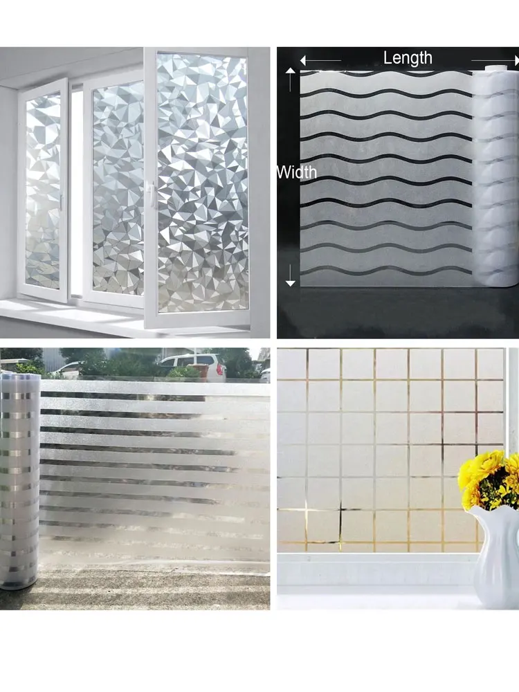 Без клея матовая пленка для стекол стеклянная наклейка для ванной раздвижной двери офиса конфиденциальности самоклеющаяся пленка Декоративные наклейки для дома 75/90*200 см
