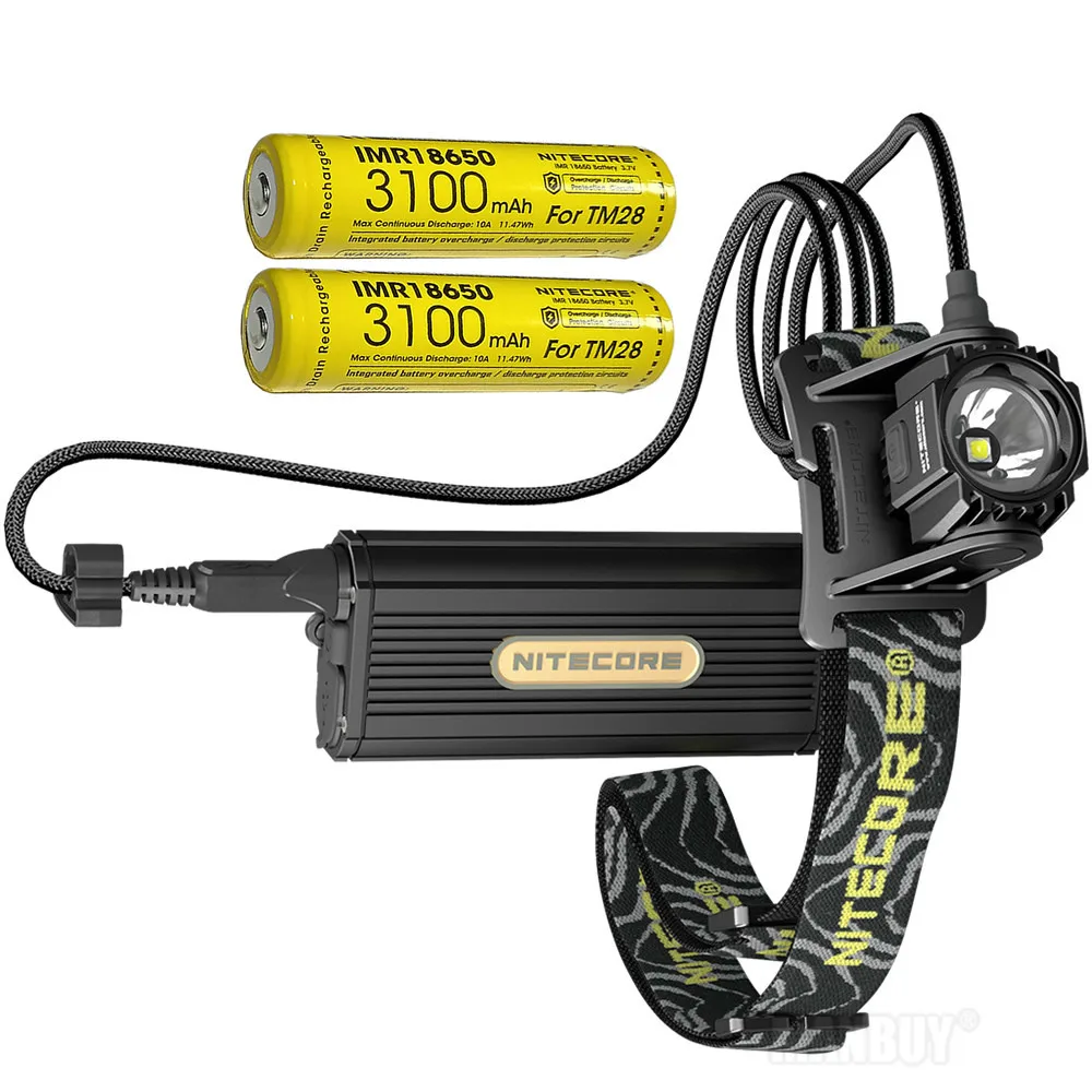 Распродажа Nitecore HC70 1000Lm Перезаряжаемые спелеологии фары с 2x18650 Комплекты внешних