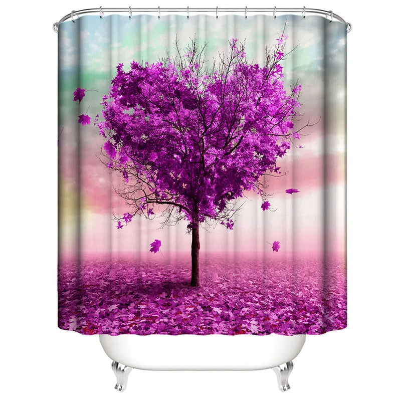 Shower Curtain 180cm LANGRIA 4 шт. занавески для ванной комнаты с цветочным принтом, прочные водонепроницаемые занавески для ванной, набор покрытий для туалета, нескользящий коврик для ванной комнаты - Цвет: Shower Curtain 180cm