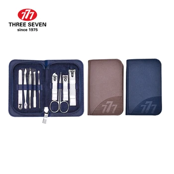 

THREE SEVEN 777 High Quality Carbon-steel Silver Manicure Set Nail Clipper Pedicure Cuticle Pusher 9 in1 Home/Travel Kit TSM-721