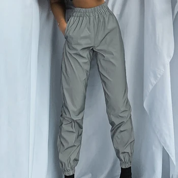 

2019 Autumn New Arrival Reflective Elastic Pant Casual Pants Women Summer Trousers Loose Harem Pants