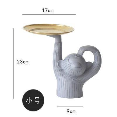 Инс Испания лоток для обезьяны Фруктовая тарелка лампа дизайн ретро креативная Скандинавская кукла украшение лоток для хранения лоток для обезьяны Фруктовая тарелка лампа - Цвет: GRAY   SMALL