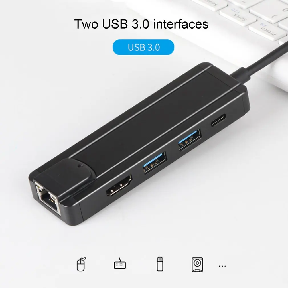 5 в 1 концентратор Uitstekende Duurzaam ABS алюминиевый тип-c om PD USB3.1/HDMI/RJ45/2 USB3.0 Многофункциональный USB-C