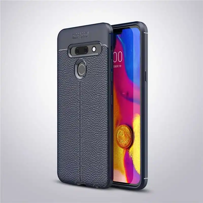 Mokoemi Личи шаблон Ударопрочный Мягкий 5," для LG Q8 чехол для LG Q8 ThinQ H970 чехол для сотового телефона - Цвет: Navy Blue