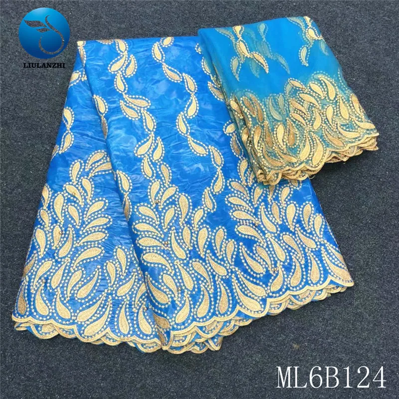 

LIULANZHI african lace fabrics New design 5+2yards bazin riche lace with beads nigerian cotton bazin getzner for dress ML6B124