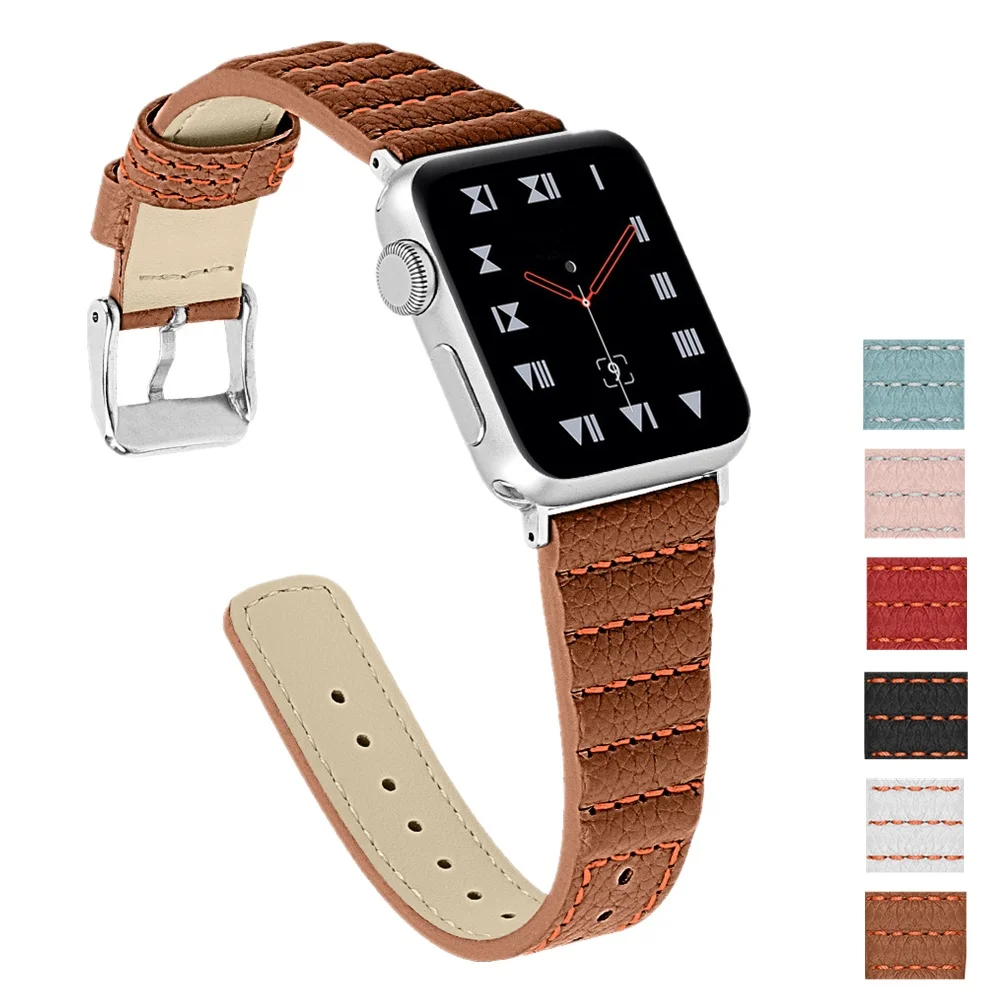 

Replacement Leather Watchband for Apple iWatch Series 4 3 2 1 40/44/38/42mm Watch Band Wrist Strap Men/Women Stylish Bracelet
