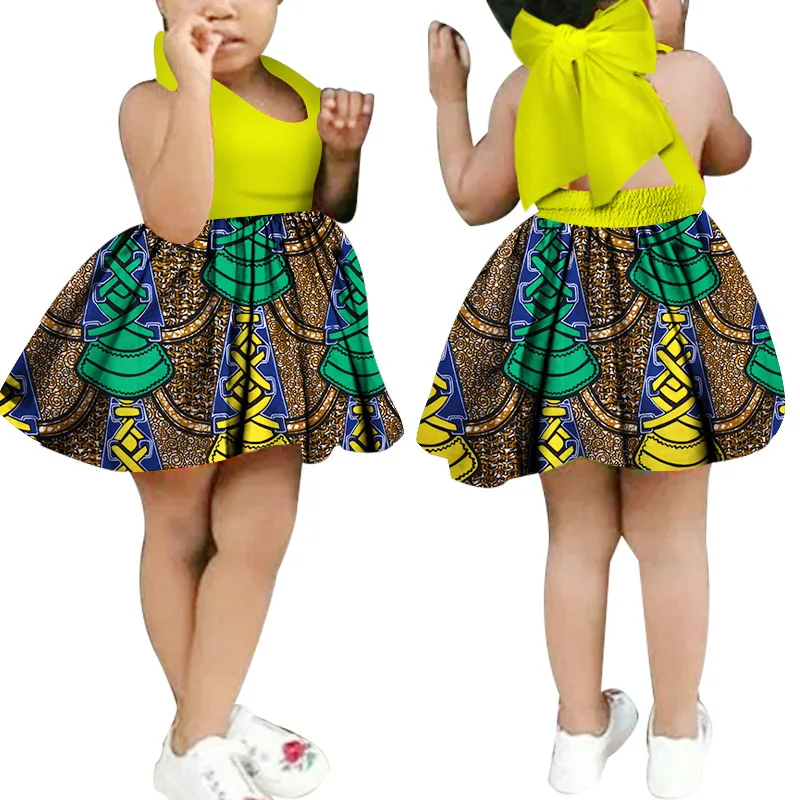Платье с бантом на бретельках для девочек г. Новые африканские платья с цветочным принтом Дашики для женщин, детская одежда в африканском стиле детская Этническая Одежда - Цвет: Color 8