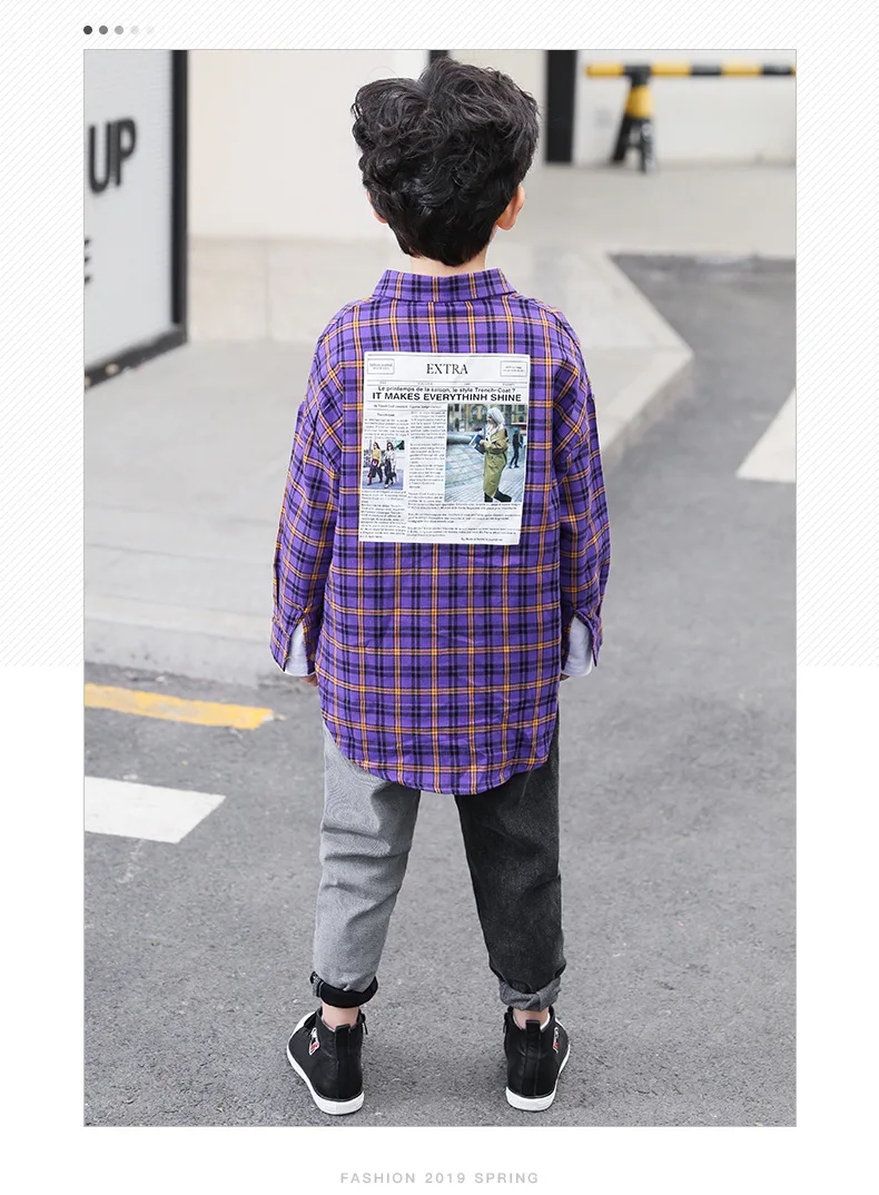Новая стильная рубашка для мальчиков г. Весенне-осеннее Детское пальто-кардиган универсальная рубашка с длинными рукавами для больших мальчиков модная детская одежда