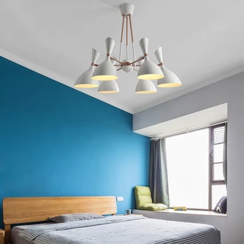 

6 Creative living room lamp modern minimalist LED home wrought iron fashion bedroom restaurant chandelier art hotel hall light