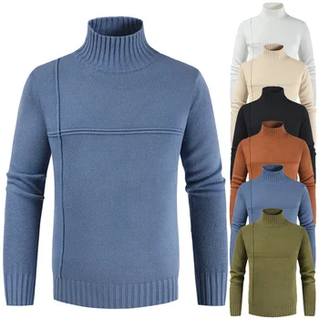 

Helisopus Wenter Mens Sweater New Fashion Mens Long Sleeve Sweats Solid Color Casual Slim Fit Sweaters Pullovers M-3XL