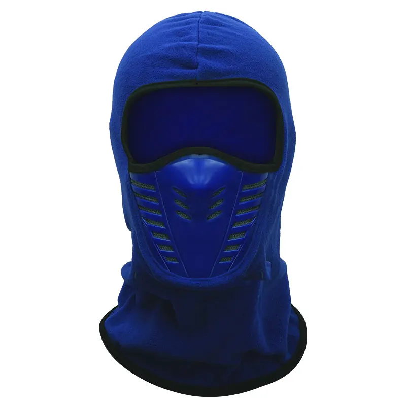 Защитная шляпа лыжный шлем Кепка уличная теплая быстросохнущая ветронепроницаемая флисовая Защитная шляпа лыжный шлем Кепка велосипедные аксессуары маска - Цвет: BLUE