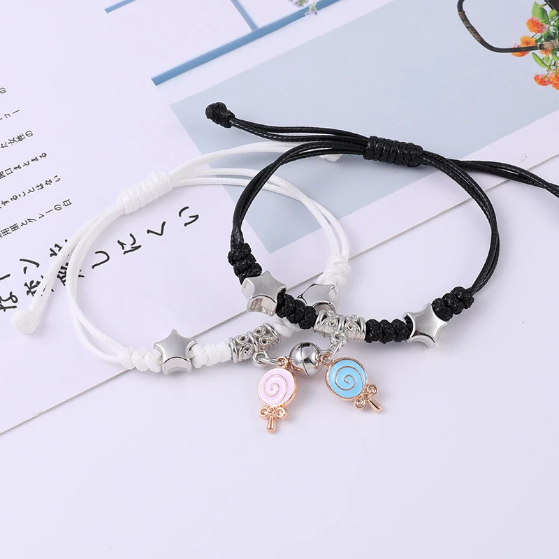 2Pcs/set Couple Bracelet For Women magnetic attraction ball Heart Key Lock Link Jewelry bracelet jewelry