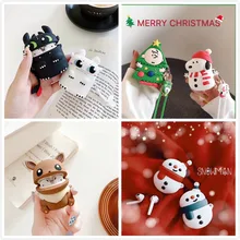 Чехол для наушников для Airpods, чехол с рождественской елкой для Apple Air pods 2, чехол s, силиконовый чехол для наушников с медведем для Earpods