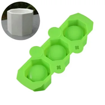 

Creative 3D DIY Silicone Flowerpot Handmade Flower Pot Mold Arts Craft Polygonal Cup Moulds Kitchen 3 Holes Concrete Mould