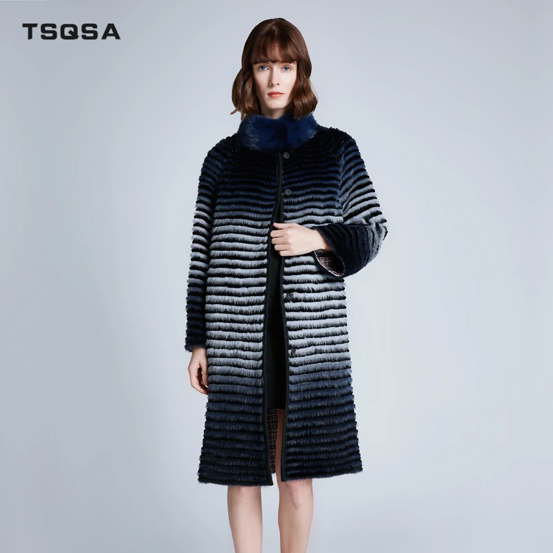 TSQSA 2019 зимнее Двустороннее пальто из натурального меха Женское кролика Рекс