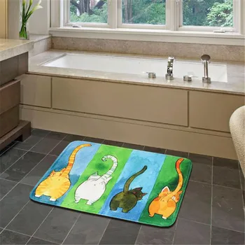 

Cartoon Cat Home Entrance Foot Mat Memory Foam Water-absorbing Floor Pad Rug Non-slip Bath Mats Bathroom Toilet Doormat Carpet