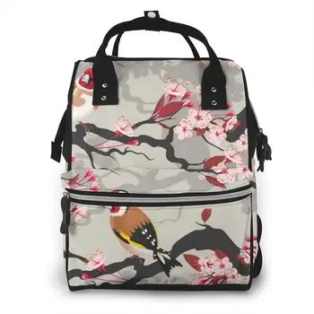 

Blooming Cherry Spring Birds Diaper Bag Mummy Maternity Baby Bags Travel Baby Nappy Changing Backpack Women Stroller Organizer