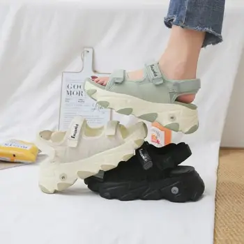 

SWYIVY Chaussure Femme PU Platform Sandals Women 2020 Summer Shoes Woman Fashion Hook Loop Women Shoes Sandals Solid Ladies Shoe