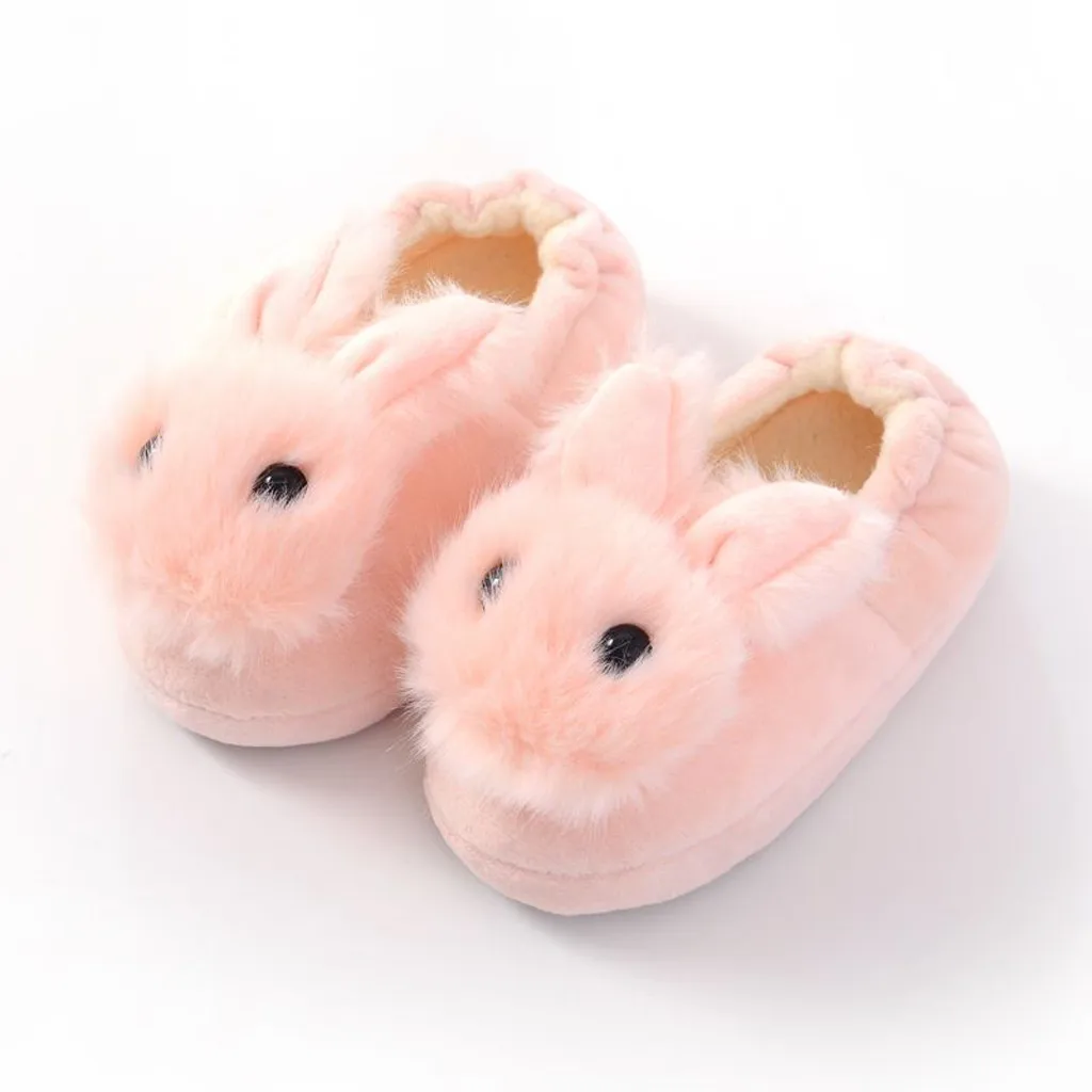 Теплые тапочки для малышей осенне-зимние кроссовки для малышей теплая форма медведя из мультфильма обувь для мальчиков и девочек плюшевые мягкие тапочки на подошве - Цвет: PK