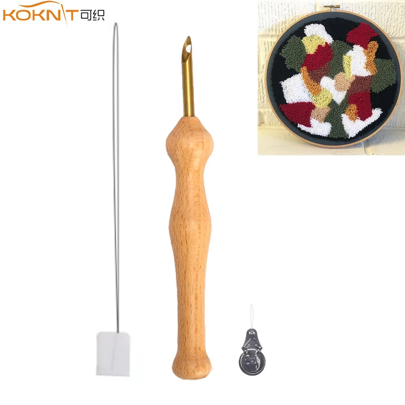 

KOKNIT Magic Embroidery Pen Punch Needle Felting Threader Set Wooden Handle Table Cloths DIY Sewing Tool For Chunky Yarns