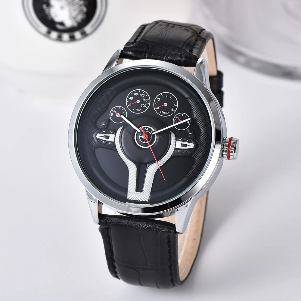 Creative Natrual style Classic precision Fashion Men's Quartz watch 3D Racing tire Free Stainless Strap Clock Casual Sports 2021 
