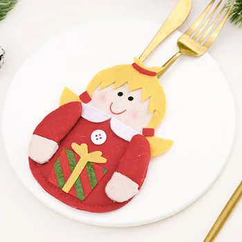 

Safe Non-toxic Durable Lovely Lightweight Tableware Bag Knives Fork Cover Cutlery Cover Christmas