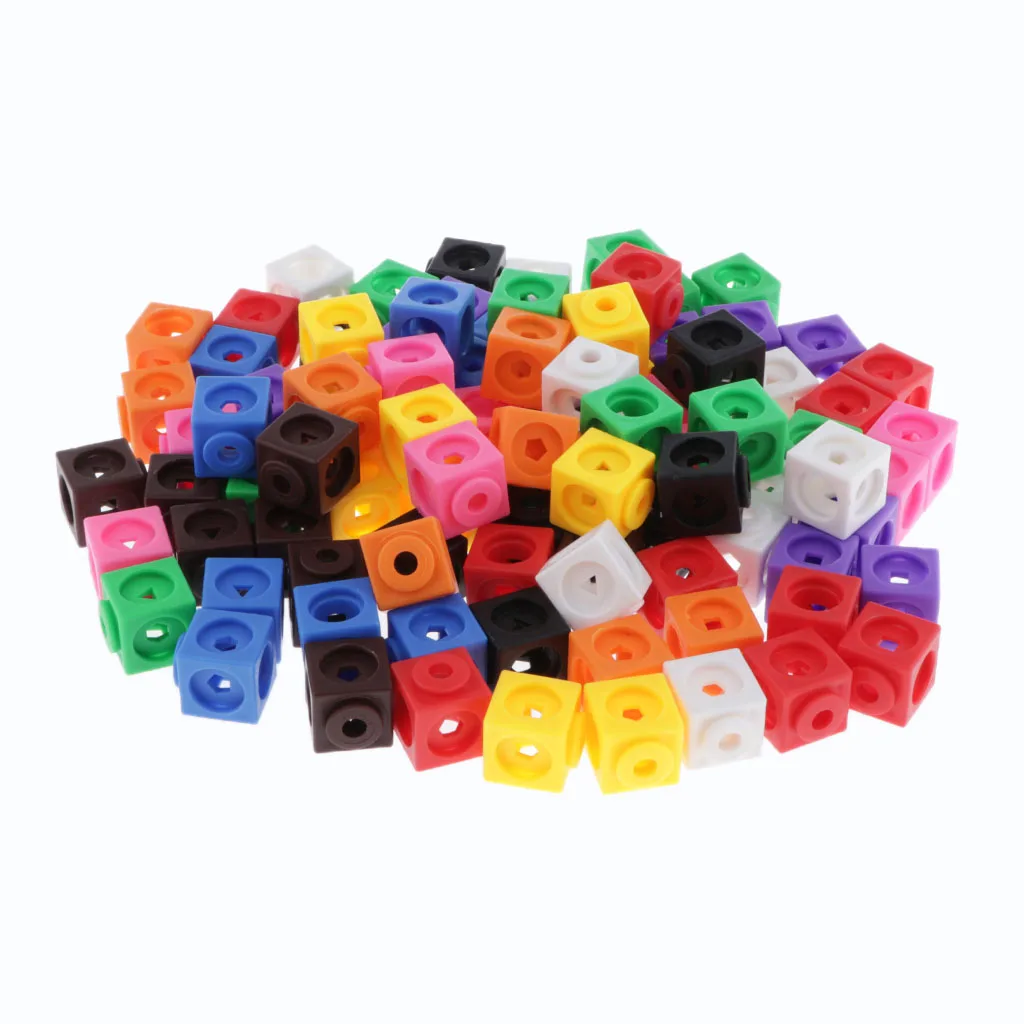 Interlocking Math Link Cubes Blocks Set of 100pcs Kids Early Counting Toys